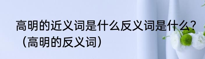 高明的近义词是什么反义词是什么？（高明的反义词）