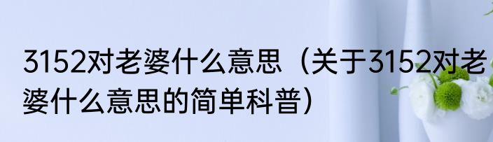 3152对老婆什么意思（关于3152对老婆什么意思的简单科普）