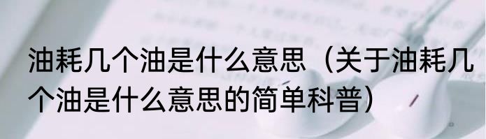油耗几个油是什么意思（关于油耗几个油是什么意思的简单科普）