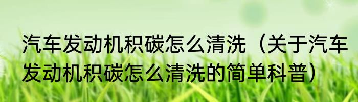 汽车发动机积碳怎么清洗（关于汽车发动机积碳怎么清洗的简单科普）