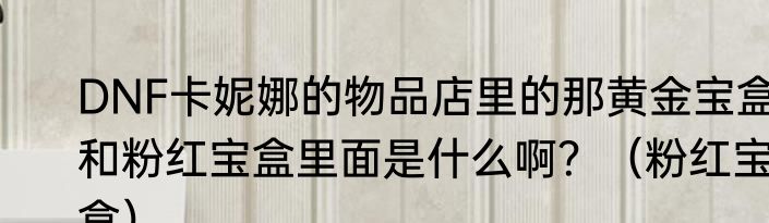 DNF卡妮娜的物品店里的那黄金宝盒和粉红宝盒里面是什么啊？（粉红宝盒）