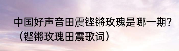 中国好声音田震铿锵玫瑰是哪一期？（铿锵玫瑰田震歌词）
