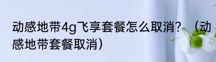 动感地带4g飞享套餐怎么取消？（动感地带套餐取消）