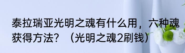 泰拉瑞亚光明之魂有什么用，六种魂获得方法？（光明之魂2刷钱）