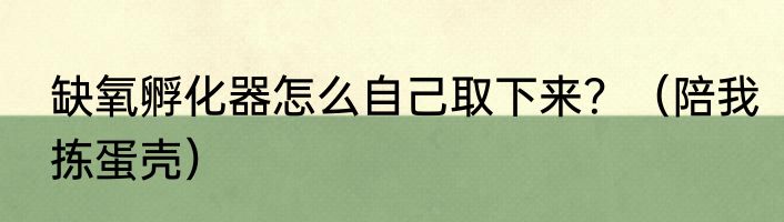 缺氧孵化器怎么自己取下来？（陪我拣蛋壳）