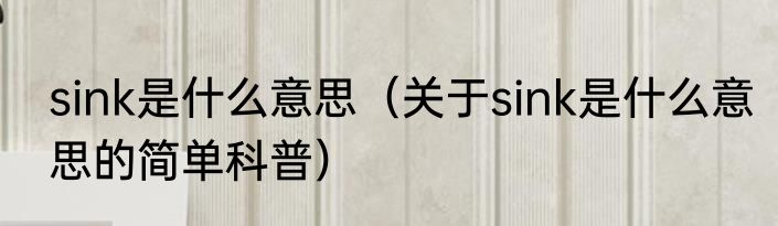 sink是什么意思（关于sink是什么意思的简单科普）