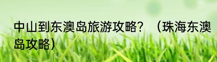 中山到东澳岛旅游攻略？（珠海东澳岛攻略）