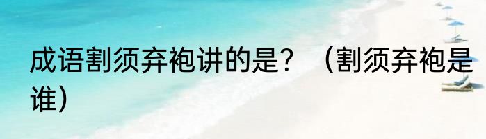 成语割须弃袍讲的是？（割须弃袍是谁）