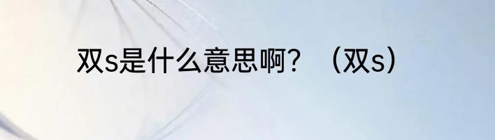 双s是什么意思啊？（双s）