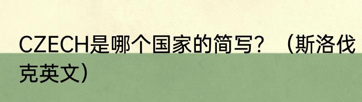 CZECH是哪个国家的简写？（斯洛伐克英文）