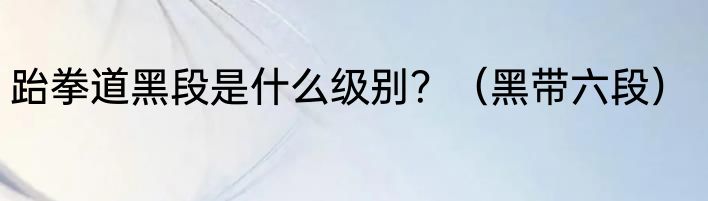跆拳道黑段是什么级别？（黑带六段）