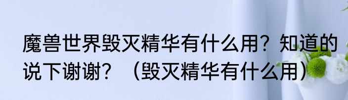魔兽世界毁灭精华有什么用？知道的说下谢谢？（毁灭精华有什么用）