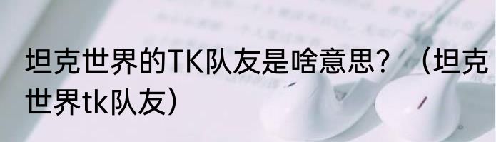 坦克世界的TK队友是啥意思？（坦克世界tk队友）