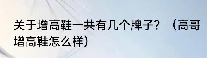 关于增高鞋一共有几个牌子？（高哥增高鞋怎么样）