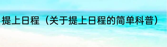提上日程（关于提上日程的简单科普）