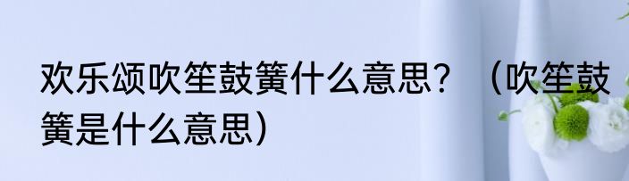 欢乐颂吹笙鼓簧什么意思？（吹笙鼓簧是什么意思）