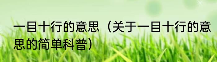 一目十行的意思（关于一目十行的意思的简单科普）