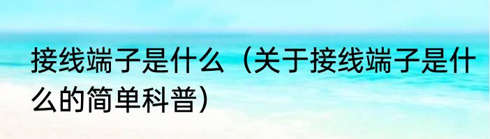 接线端子是什么（关于接线端子是什么的简单科普）