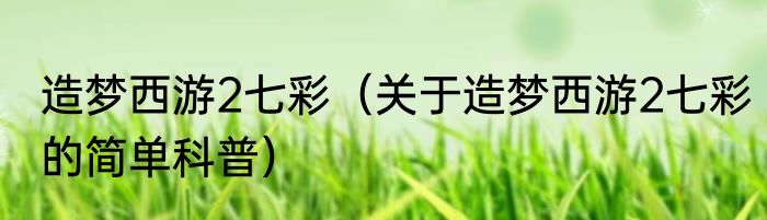 造梦西游2七彩（关于造梦西游2七彩的简单科普）
