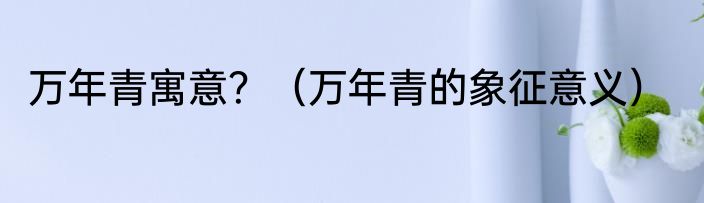 万年青寓意？（万年青的象征意义）