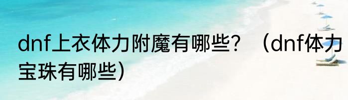 dnf上衣体力附魔有哪些？（dnf体力宝珠有哪些）