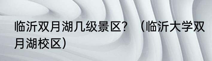 临沂双月湖几级景区？（临沂大学双月湖校区）