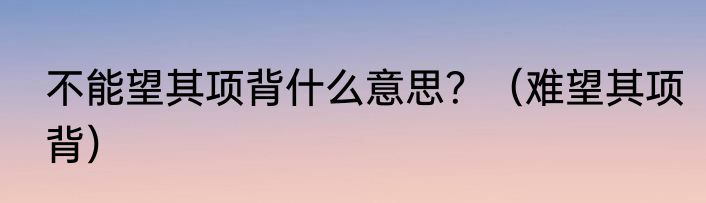 不能望其项背什么意思？（难望其项背）