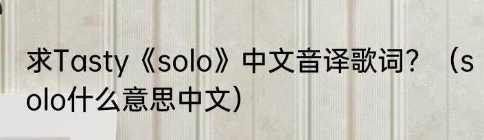 求Tasty《solo》中文音译歌词？（solo什么意思中文）