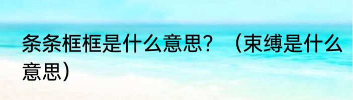 条条框框是什么意思？（束缚是什么意思）