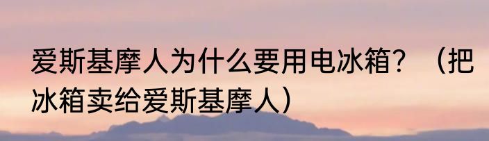 爱斯基摩人为什么要用电冰箱？（把冰箱卖给爱斯基摩人）