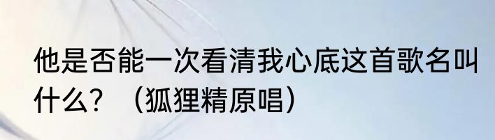 他是否能一次看清我心底这首歌名叫什么？（狐狸精原唱）