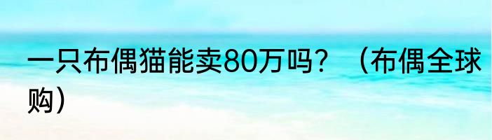 一只布偶猫能卖80万吗？（布偶全球购）