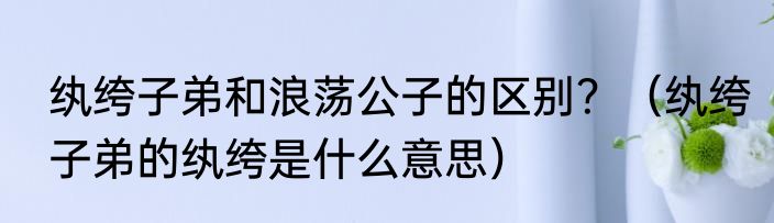 纨绔子弟和浪荡公子的区别？（纨绔子弟的纨绔是什么意思）