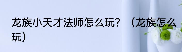 龙族小天才法师怎么玩？（龙族怎么玩）