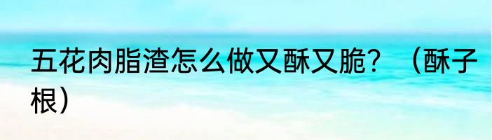 五花肉脂渣怎么做又酥又脆？（酥子根）