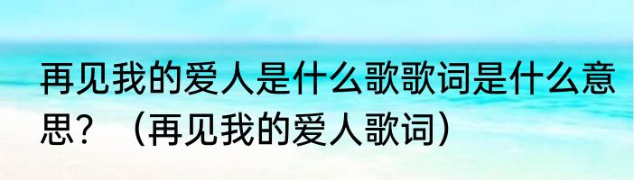 再见我的爱人是什么歌歌词是什么意思?(再见我的爱人歌词)
