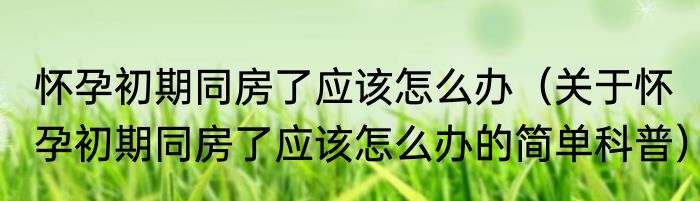 怀孕初期同房了应该怎么办（关于怀孕初期同房了应该怎么办的简单科普）