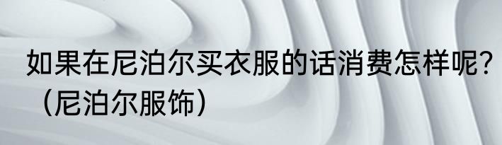 如果在尼泊尔买衣服的话消费怎样呢？（尼泊尔服饰）