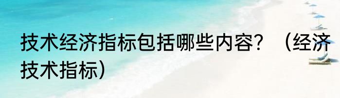 技术经济指标包括哪些内容？（经济技术指标）