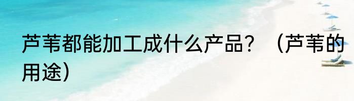 芦苇都能加工成什么产品？（芦苇的用途）