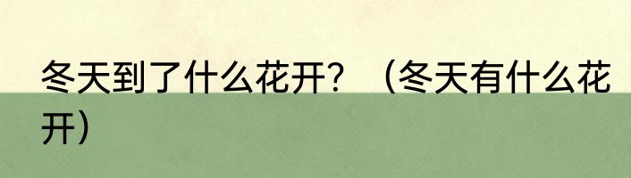 冬天到了什么花开？（冬天有什么花开）