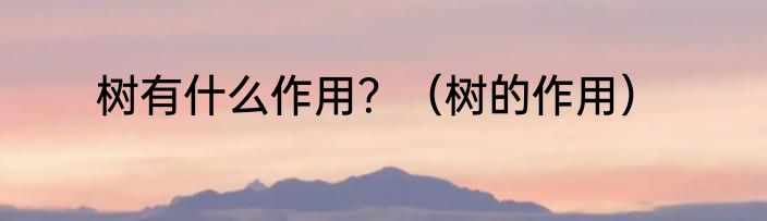 树有什么作用？（树的作用）