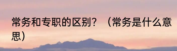 常务和专职的区别？（常务是什么意思）