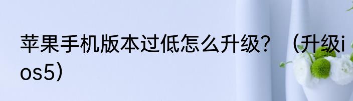 苹果手机版本过低怎么升级？（升级ios5）