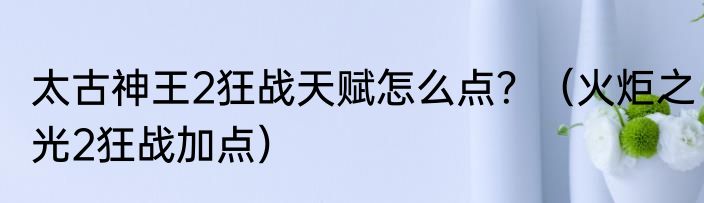 太古神王2狂战天赋怎么点？（火炬之光2狂战加点）