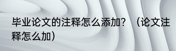 毕业论文的注释怎么添加？（论文注释怎么加）