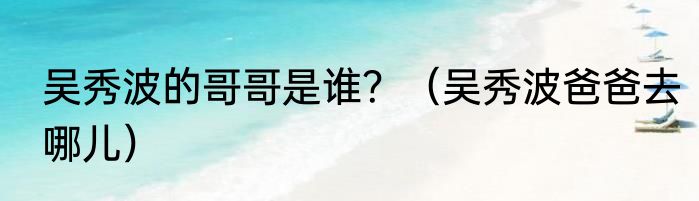 吴秀波的哥哥是谁？（吴秀波爸爸去哪儿）