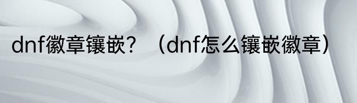 dnf徽章镶嵌？（dnf怎么镶嵌徽章）