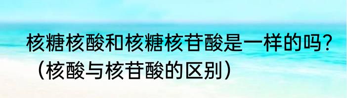 核糖核酸和核糖核苷酸是一样的吗？（核酸与核苷酸的区别）