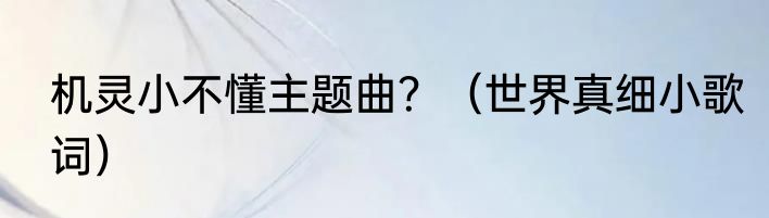 机灵小不懂主题曲？（世界真细小歌词）